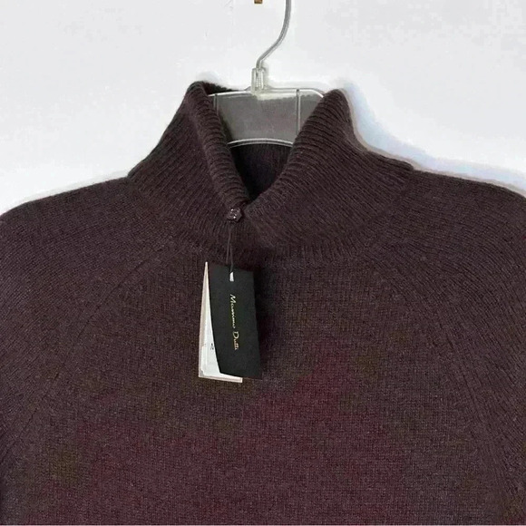 Massimo Dutti Women High neck cashmere wool chocolate brown dress - Picture 12 of 17